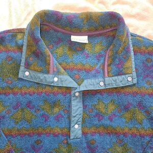 Vintage L.L. Bean Southwestern Aztec Fleece Pullover Snap T 90s Mens L Jacket